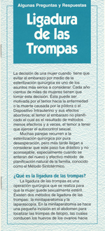 Información sobre la ligadura de las trompas, sus efectos dañinos, y la Planificación Natural de la Familia como alternativa sana.